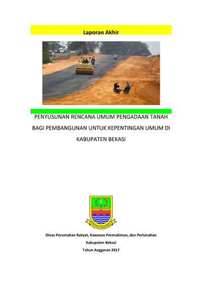 Penyusunan Rencana Umum Pengadaan Tanah Bagi Pembangunan Untuk Kepentingan Umum Di Kabupaten Bekasi